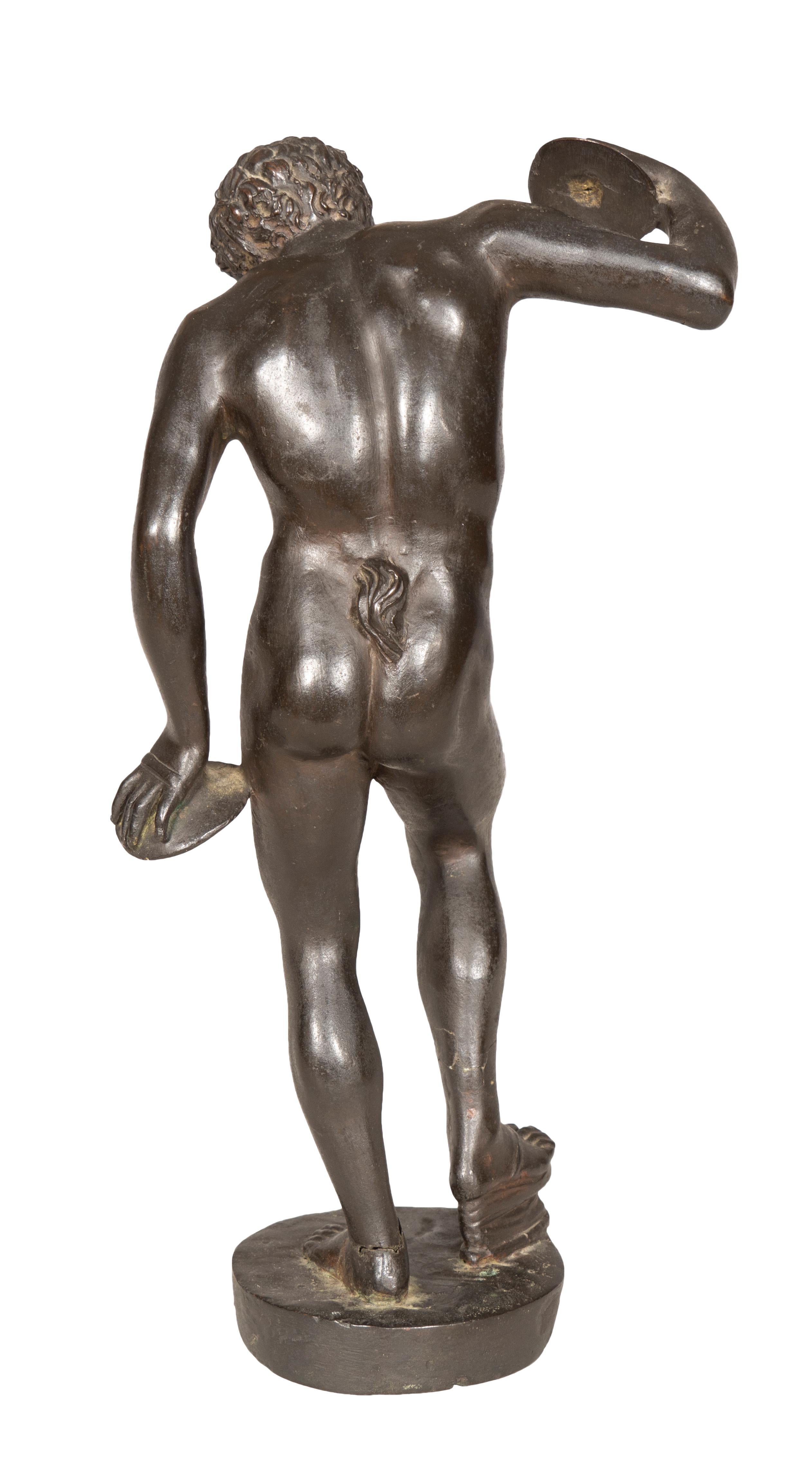 Italian Bronze Of A Discus Thrower After The Antique In Good Condition In Essex, MA