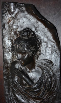 Italian Bronze of Lady on Plaque Industria Artistica Napoli