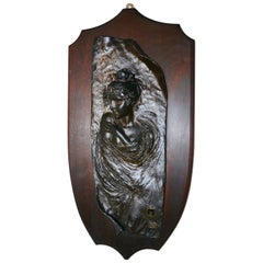 Italian Bronze of Lady on Plaque Industria Artistica Napoli