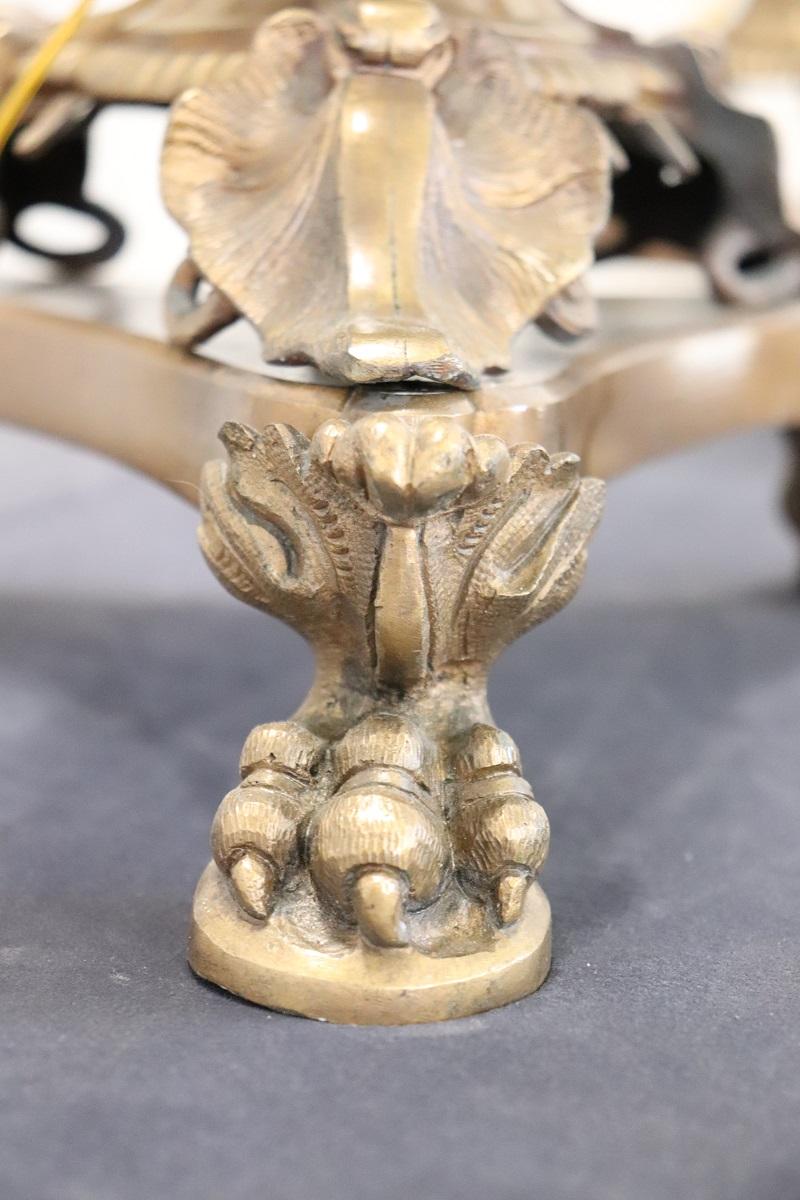 Coppia di candelabri o lampade da tavolo antichi in bronzo con sette luci in vendita 7