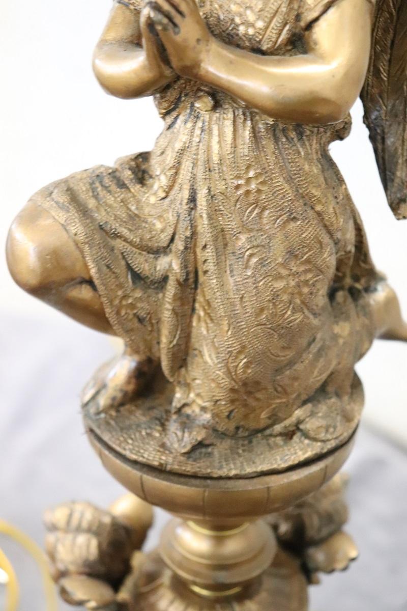 Coppia di candelabri o lampade da tavolo antichi in bronzo con sette luci in vendita 14