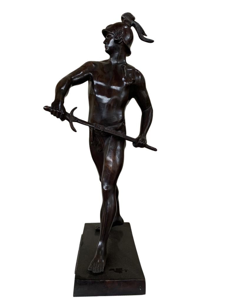 Gorgeous bronze casting of a Roman gladiator. Bears the inscription Honor Patria honour father. Wonderful patina to this collectable piece. Offered in great shape with no damage, ready for home use right away.