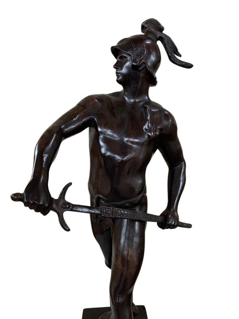 European Italian Bronze Roman Gladiator Statue Honor Patria, 20th Century For Sale