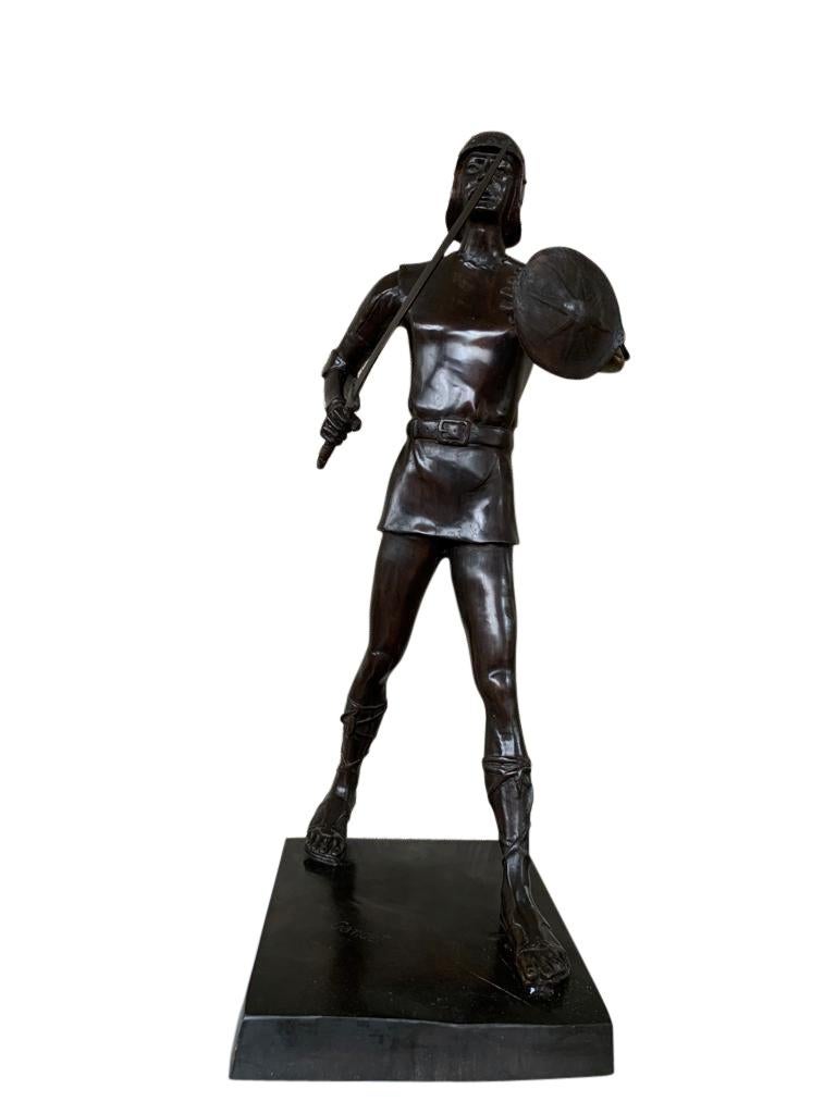 Italian Bronze Roman Gladiator Statue Honor Patria, 20th Century For Sale 3