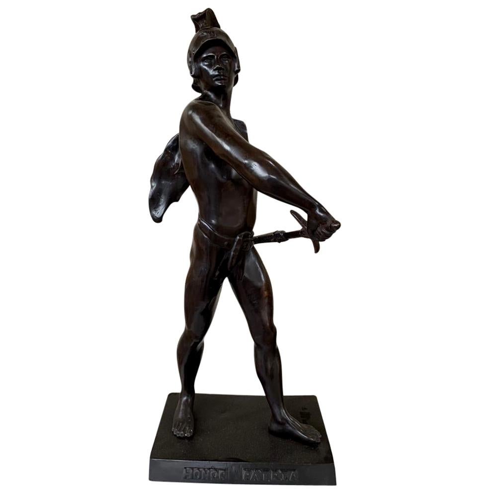 Italian Bronze Roman Gladiator Statue Honor Patria, 20th Century For Sale