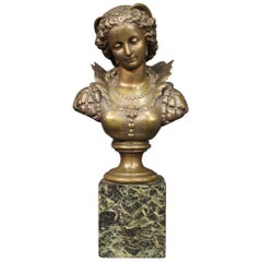 Italian Bronze Sculpture Bust of a Noblewoman, 20th Century