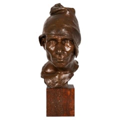 Italienische Bronzeskulptur Büste "Der Fuhrmann" (1879) von Achille D'Orsi