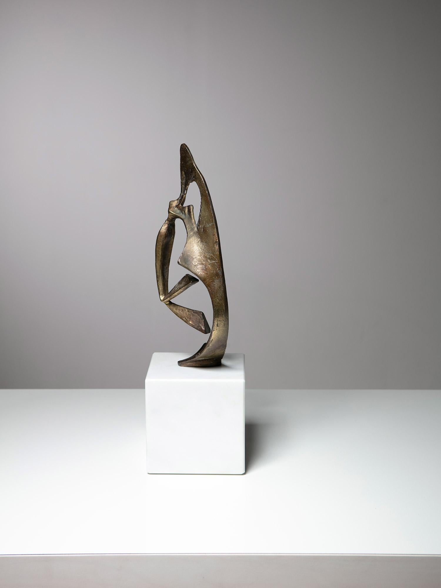Mid-20th Century Italian Bronze and Marble Sculpture, Italy, 1960s For Sale