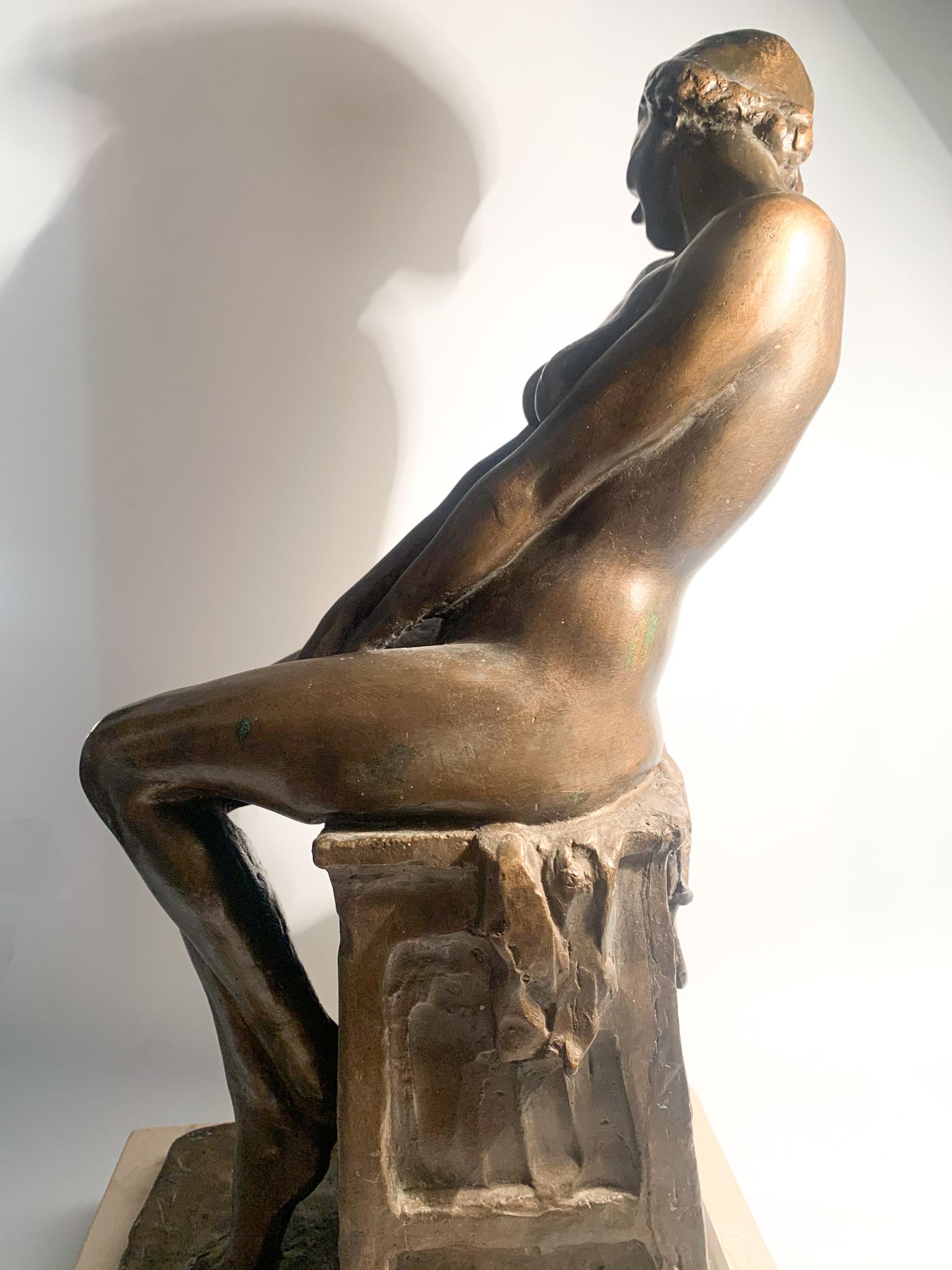 Italian Bronze Sculpture of a Nude Woman by Aurelio Capsoni, Early 1900 5