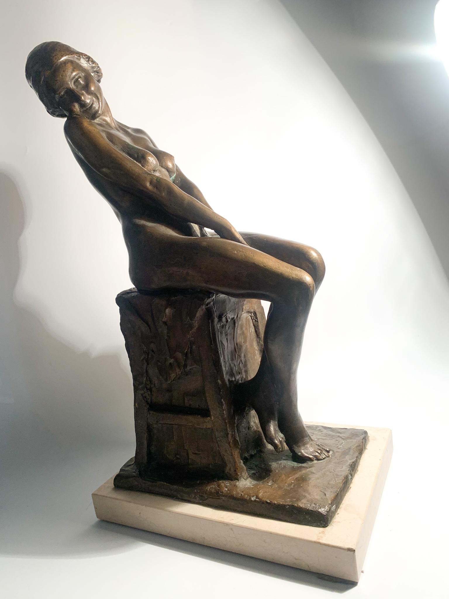 Italian Bronze Sculpture of a Nude Woman by Aurelio Capsoni, Early 1900 For Sale 3