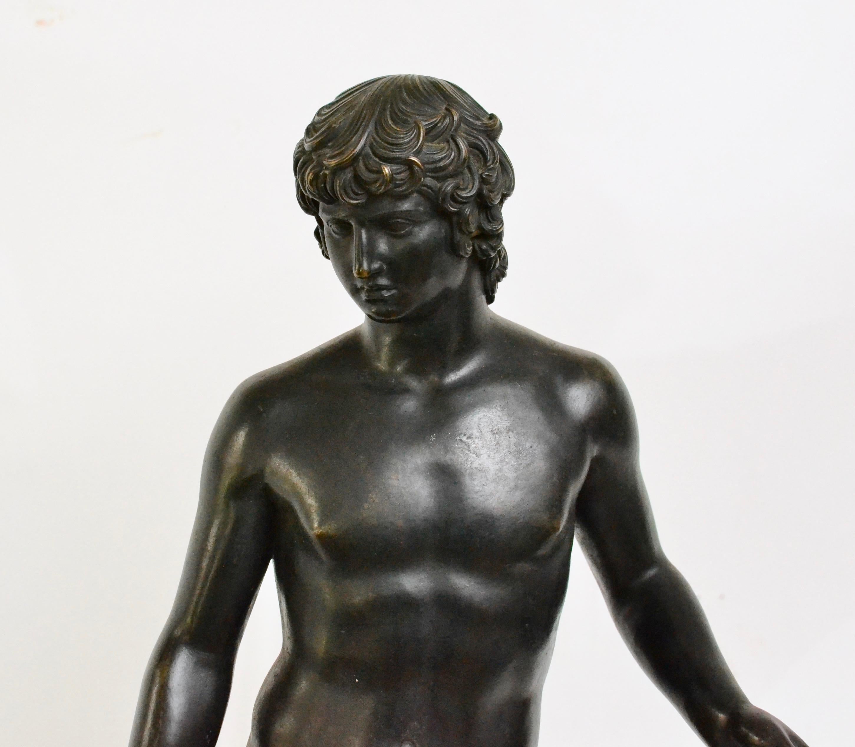 Grand Tour Italian Bronze Sculpture of Antinous Farnese, 19th Century