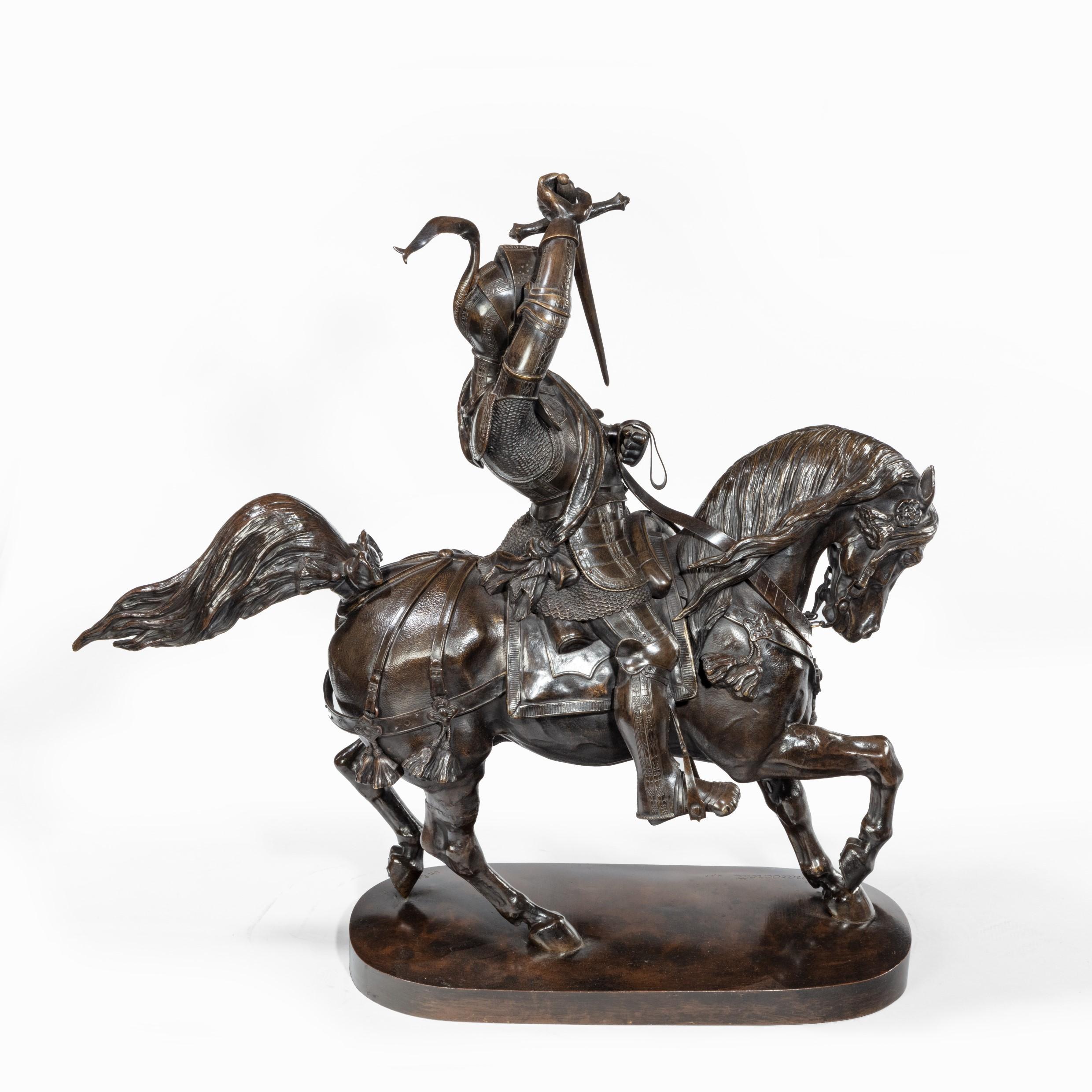 Italian Bronze Sculpture of Emanuele Filiberto, Duke of Savoia, Carlomarochetti 1