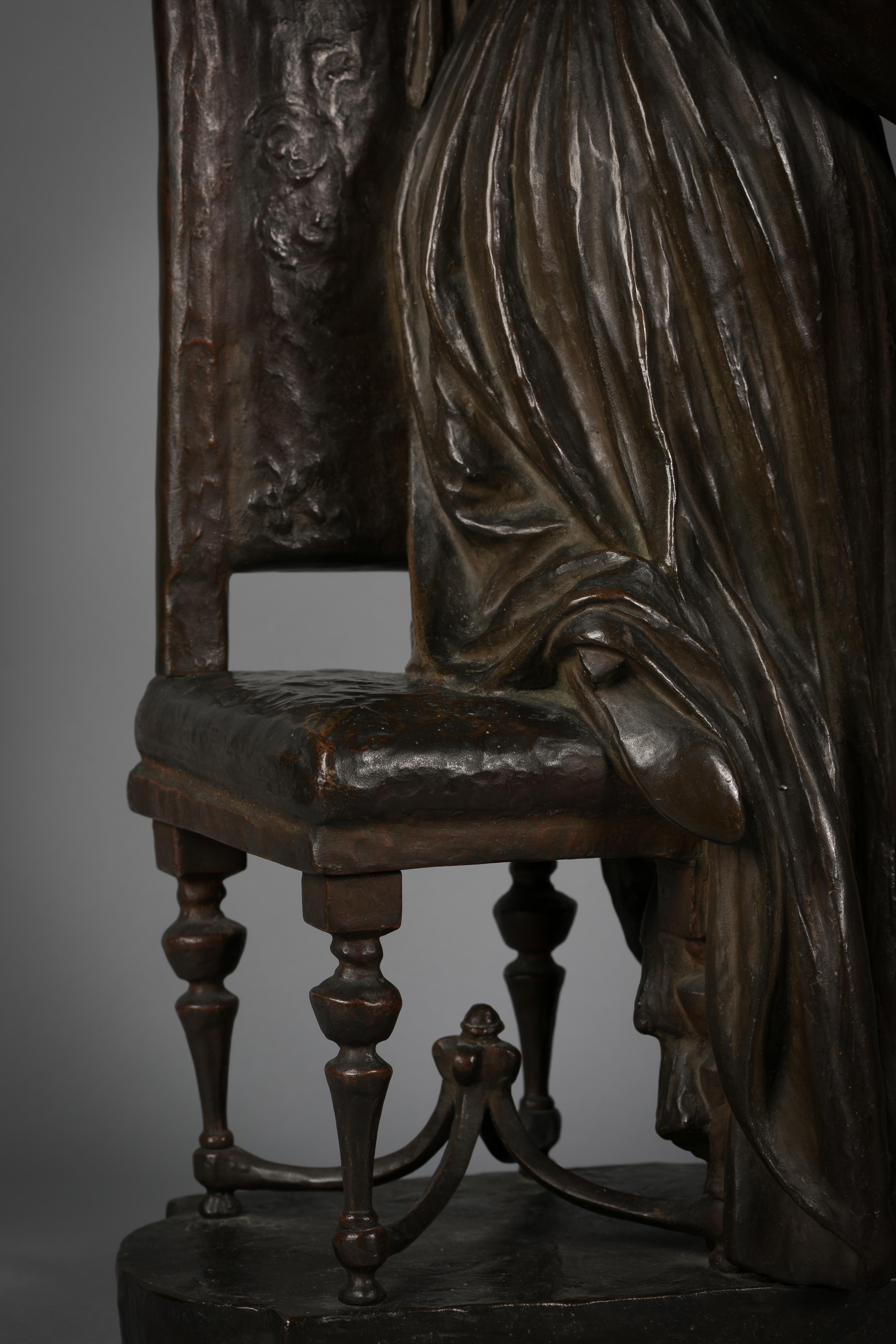 Italian Bronze Sculpture of Woman Playing a Pianoforte, Signed Saverid Sortini For Sale 3