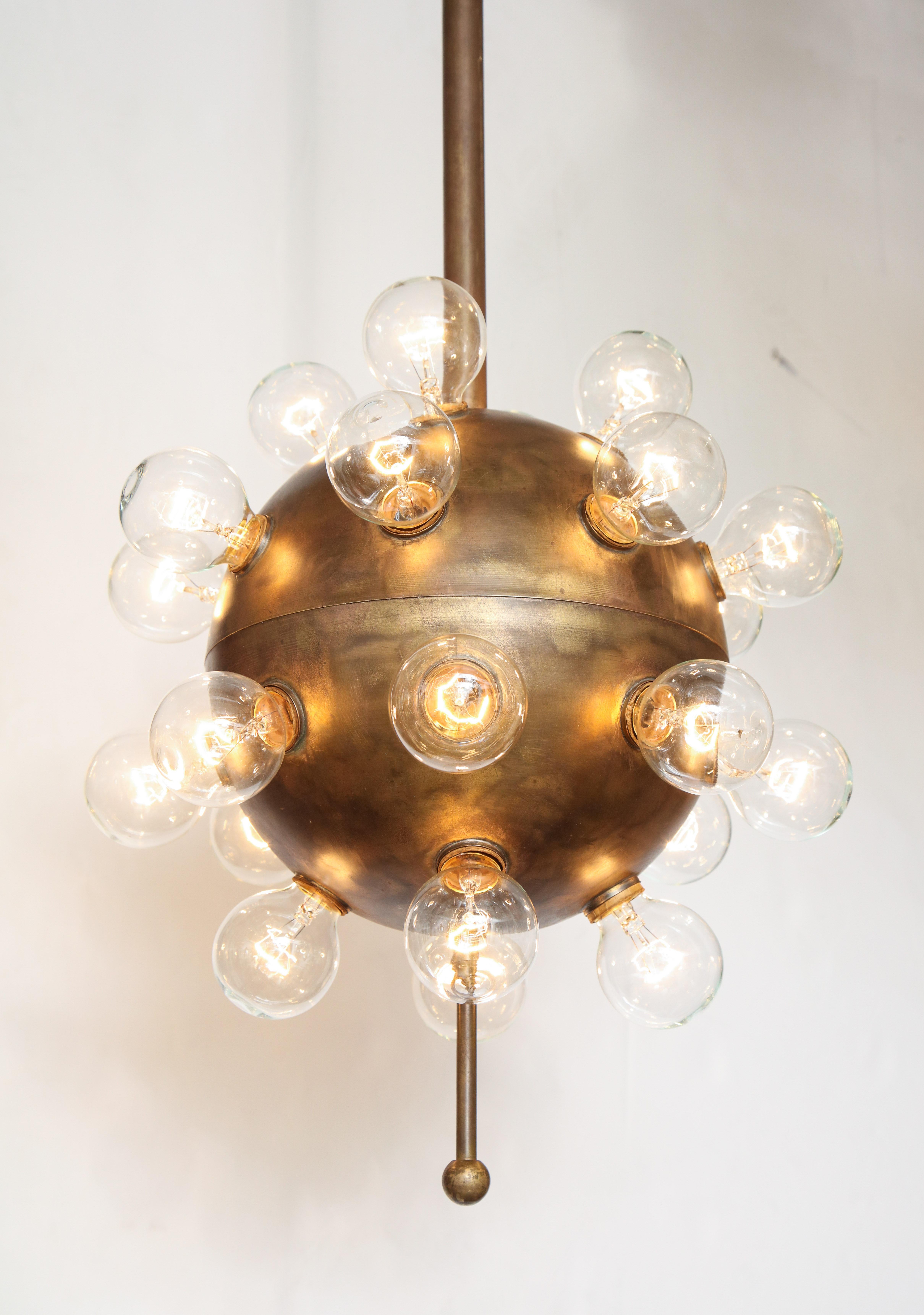 Italian Oscar Torlasco Bronze Sputnik Chandelier