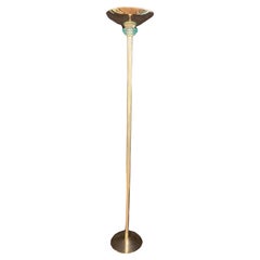Italian Bronze Standing Floor Lamp With Glass Rings