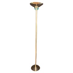 Lampadaire italien sur pied en bronze avec anneaux en verre