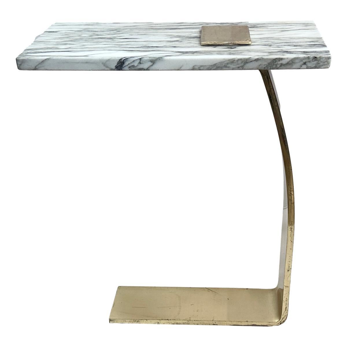 Italiano Italian Bronze Table with Marble Top in vendita