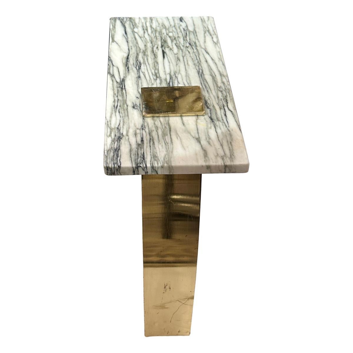 Metà XX secolo Italian Bronze Table with Marble Top in vendita
