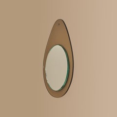 Italian Bronze Teardrop-Shaped Wall Mirror, 1960s