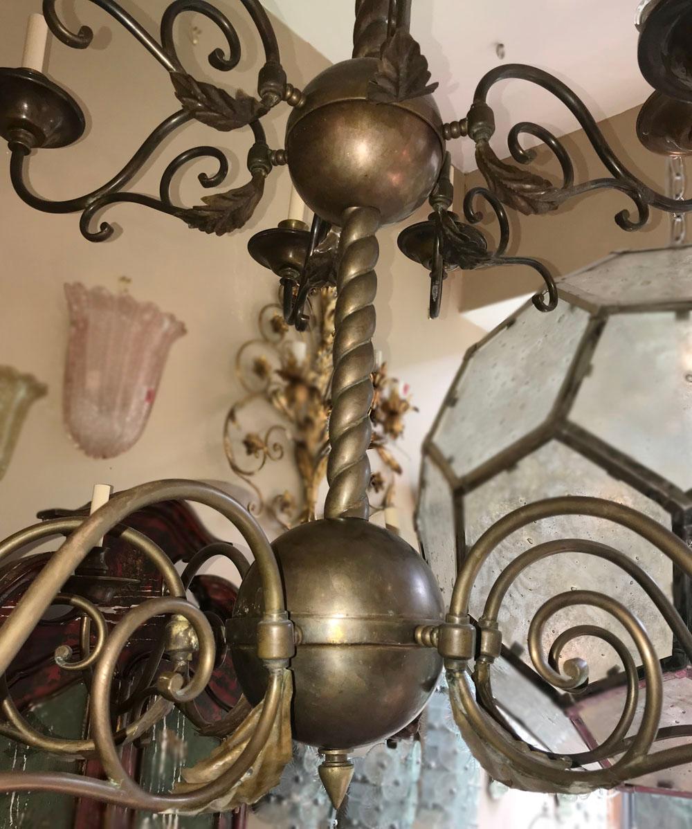 20th Century Italian Bronze Three-Tier Chandelier For Sale