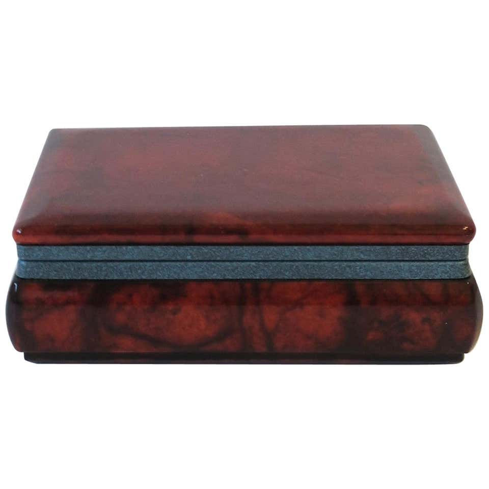 Italian Red Burgundy and Gold Leather Box at 1stDibs | red leather box ...