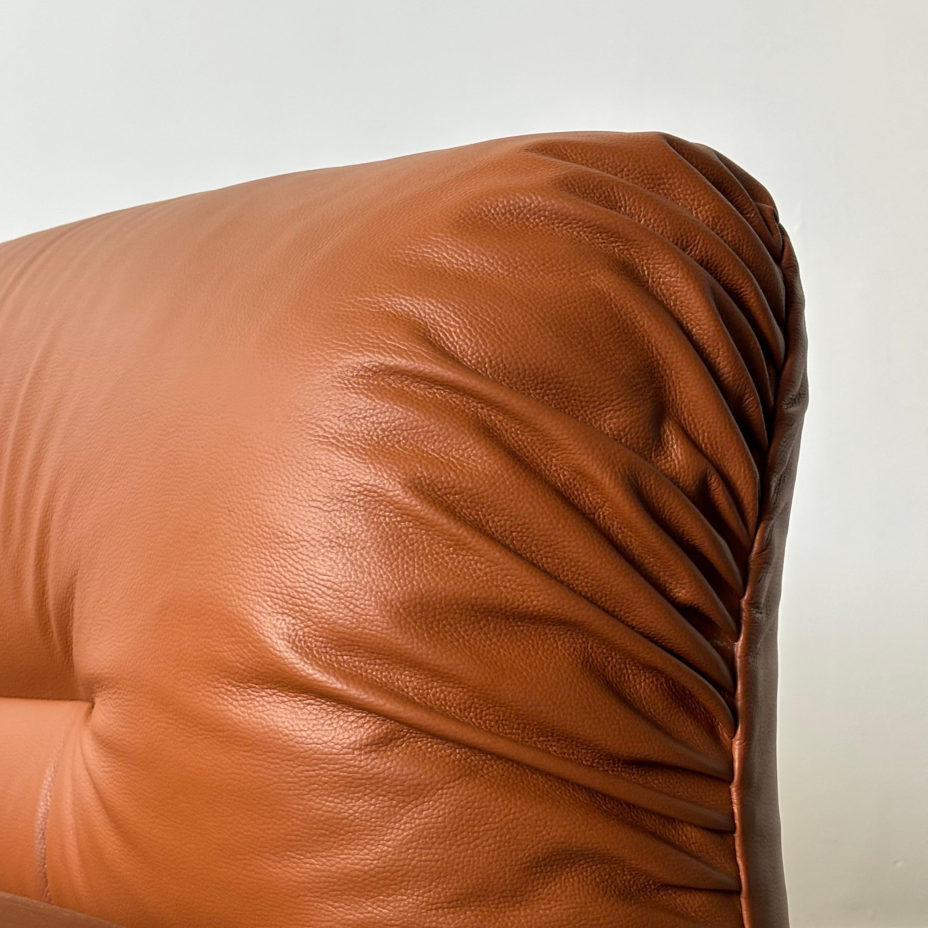 Italian brown aniline leather lounge chair, 1970s 1