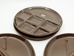 piatti da portata degli anni '70 in ceramica marrone di Ambrogio Pozzi, set di 8 pezzi