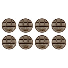italian brown ceramic 1970s starter dishes by Ambrogio Pozzi, set of 8
