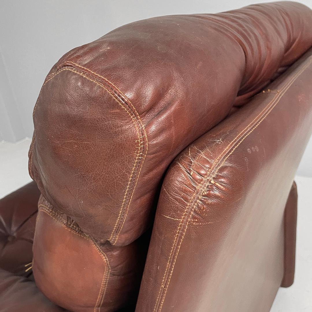 Italian brown leather armchairs Coronado by Afra and Tobia Scarpa for B&B, 1970s For Sale 5