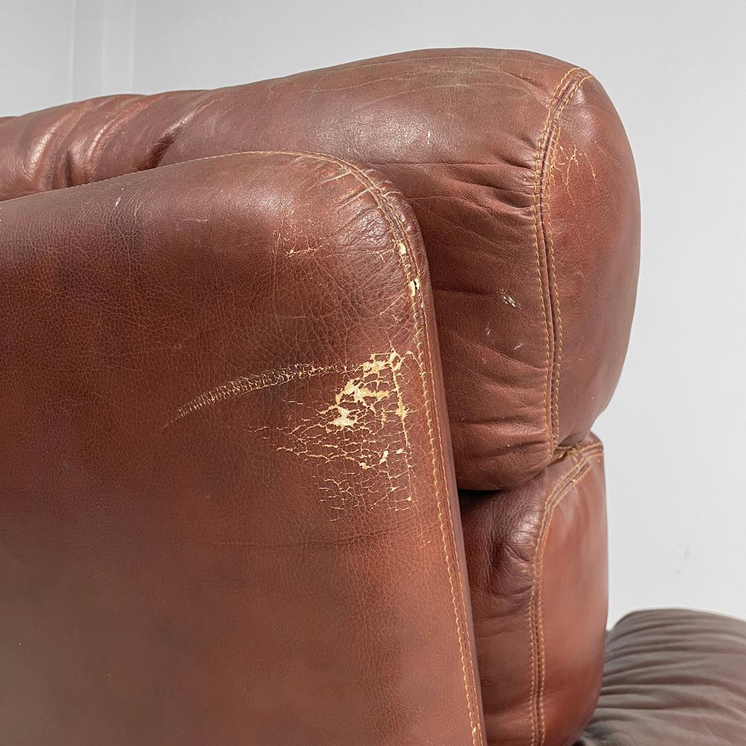 Italian brown leather armchairs Coronado by Afra and Tobia Scarpa for B&B, 1970s For Sale 6
