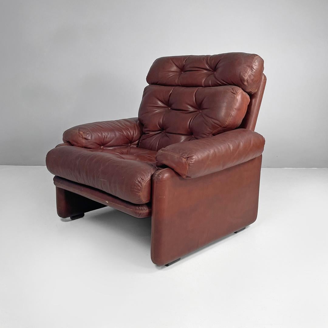 Modern Italian brown leather armchairs Coronado by Afra and Tobia Scarpa for B&B, 1970s For Sale