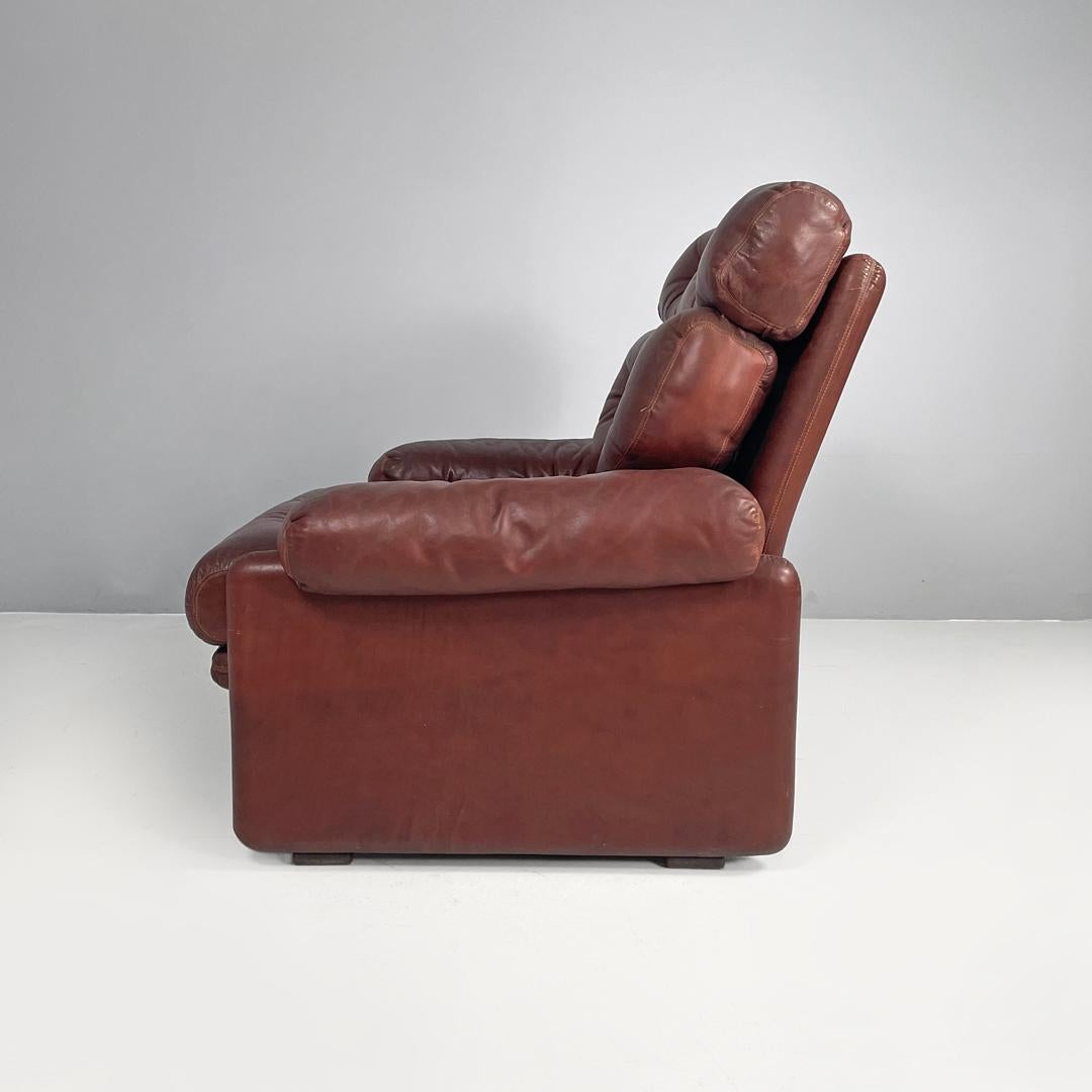 Late 20th Century Italian brown leather armchairs Coronado by Afra and Tobia Scarpa for B&B, 1970s For Sale