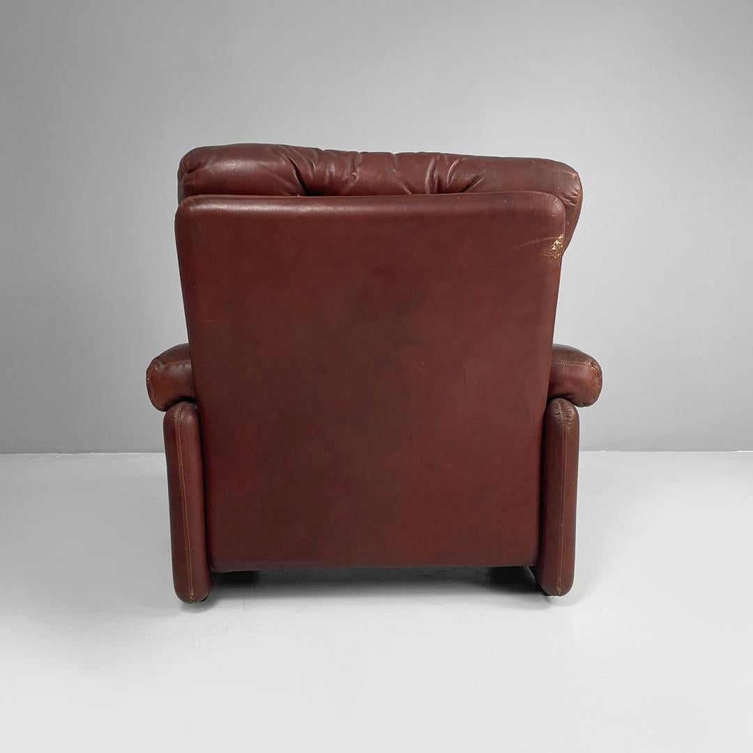 Leather Italian brown leather armchairs Coronado by Afra and Tobia Scarpa for B&B, 1970s For Sale