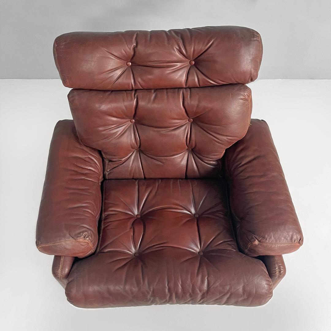 Italian brown leather armchairs Coronado by Afra and Tobia Scarpa for B&B, 1970s For Sale 1