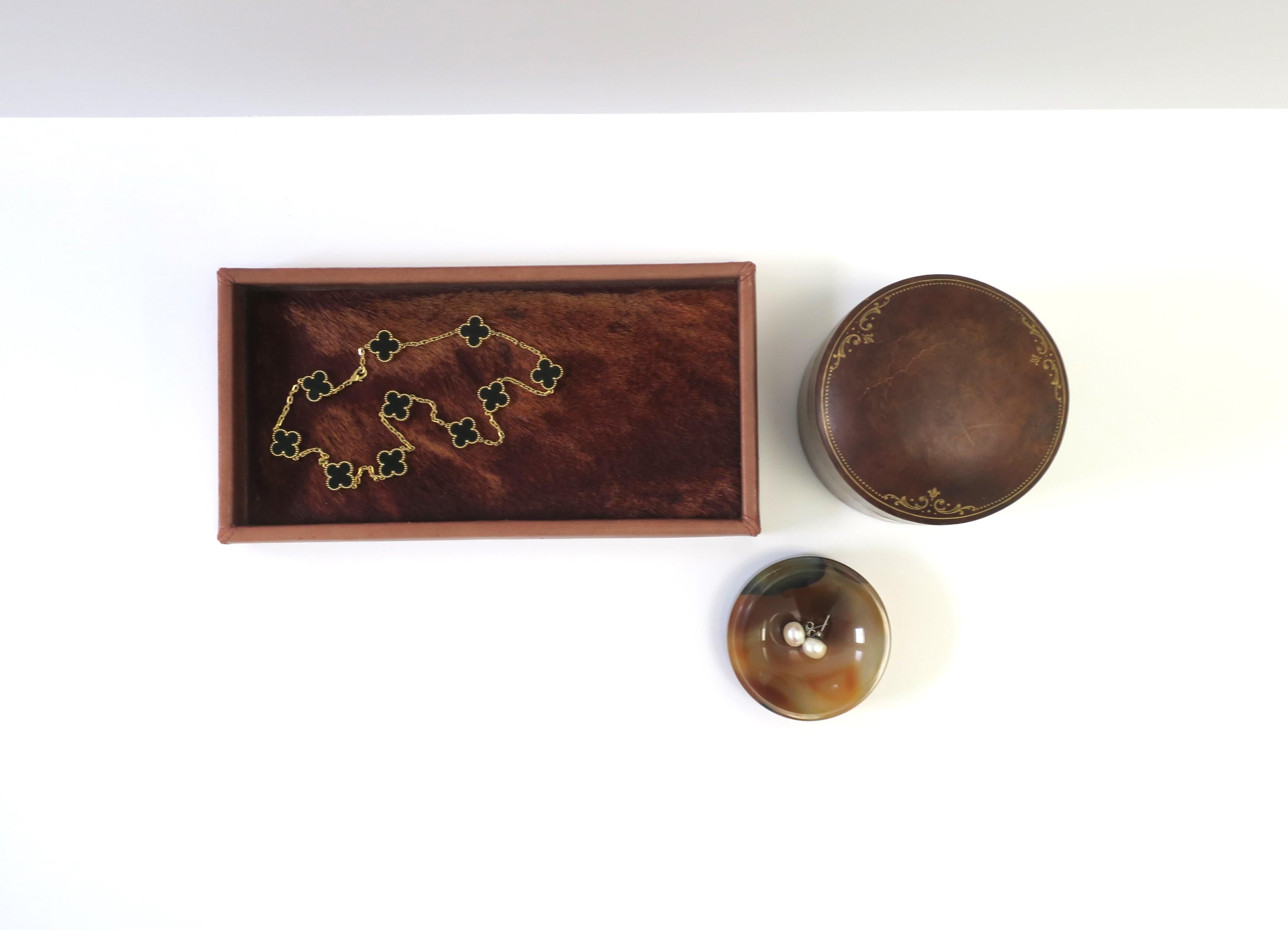 20th Century Italian Brown Leather Jewelry Box For Sale