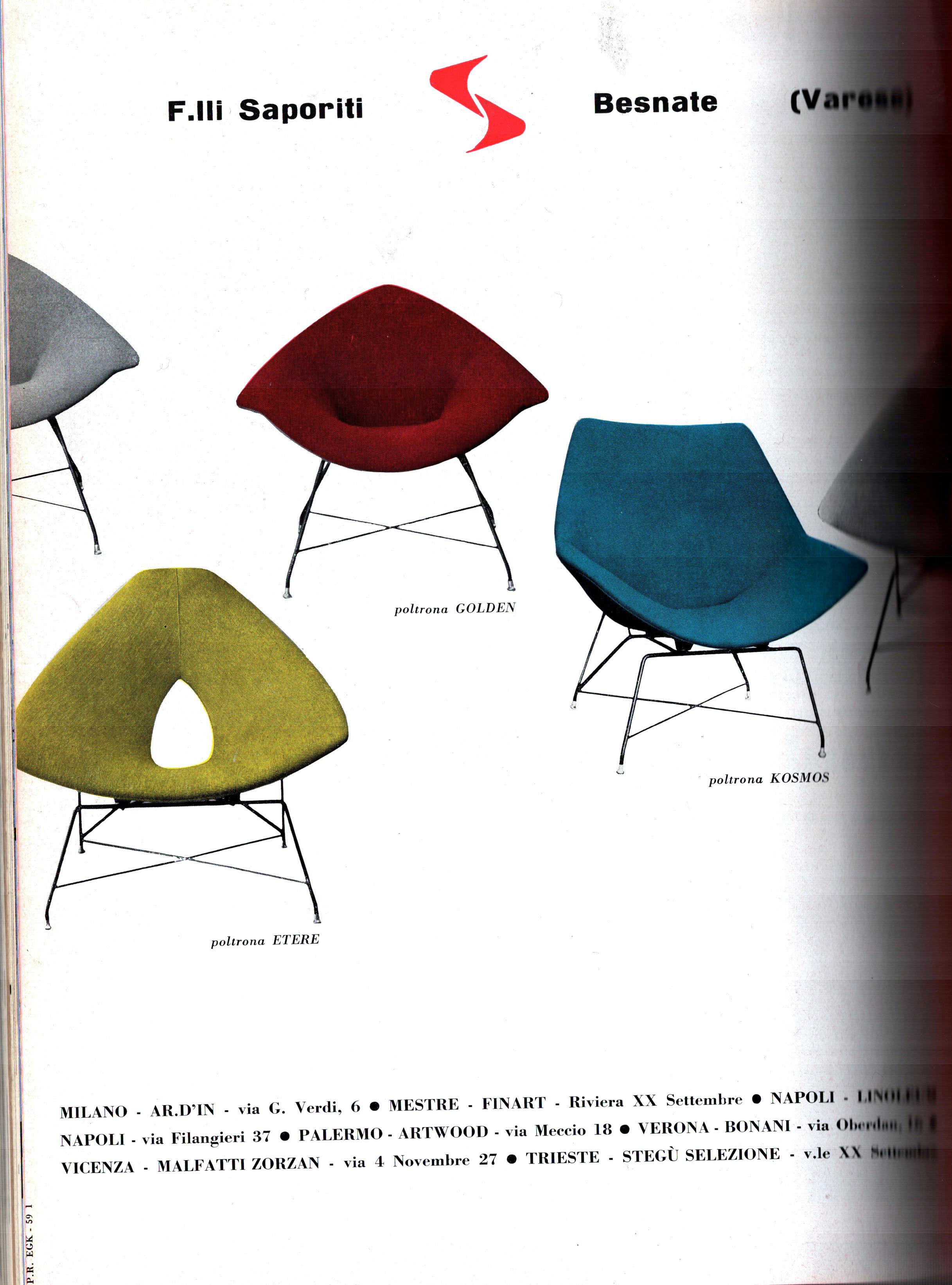Italienischer Kosmos-Stuhl aus braunem Leder Entwurf von Augusto Bozzi für Saporiti:: 1954 im Angebot 9