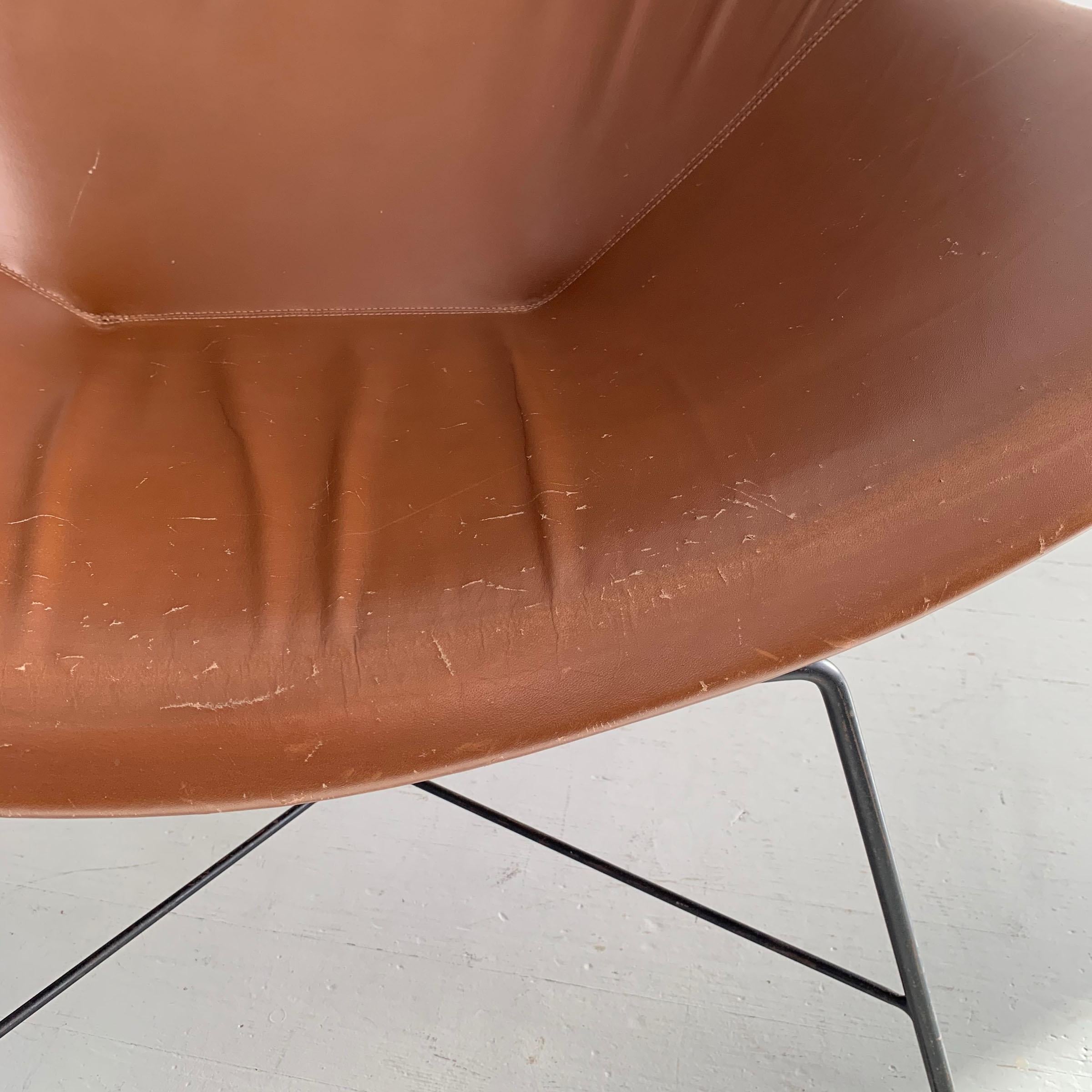 Italian Brown Leather Kosmos Chair Design by Augusto Bozzi for Saporiti, 1954 For Sale 1