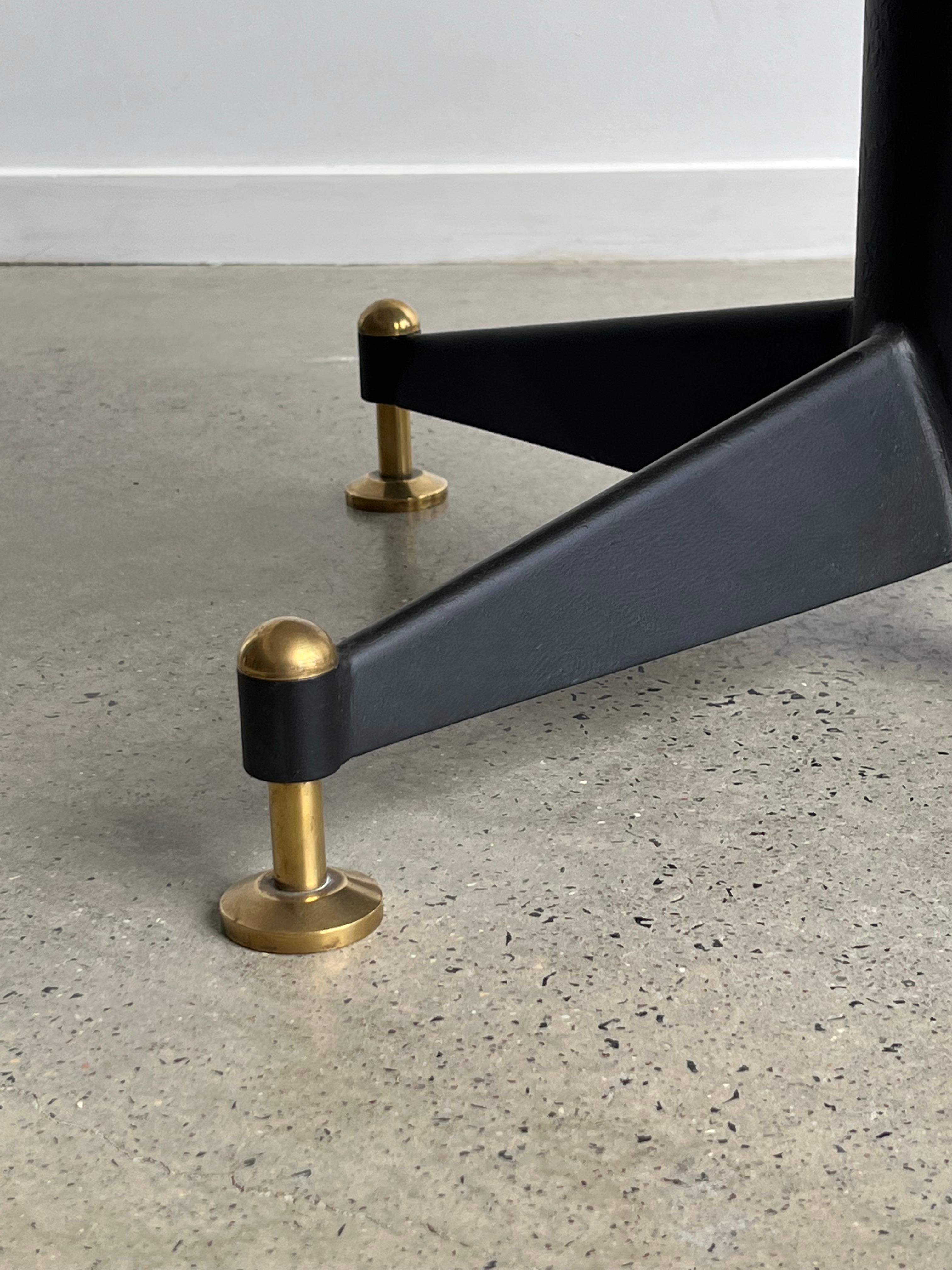 Italian Brown Marble and Brass Round Coffee Table, 1960s In Good Condition In Byron Bay, NSW