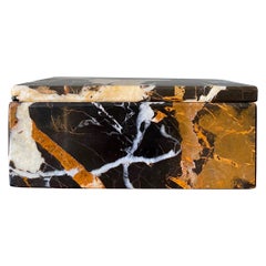 Italian Brown Marble Lidded Box, Circa 1980s