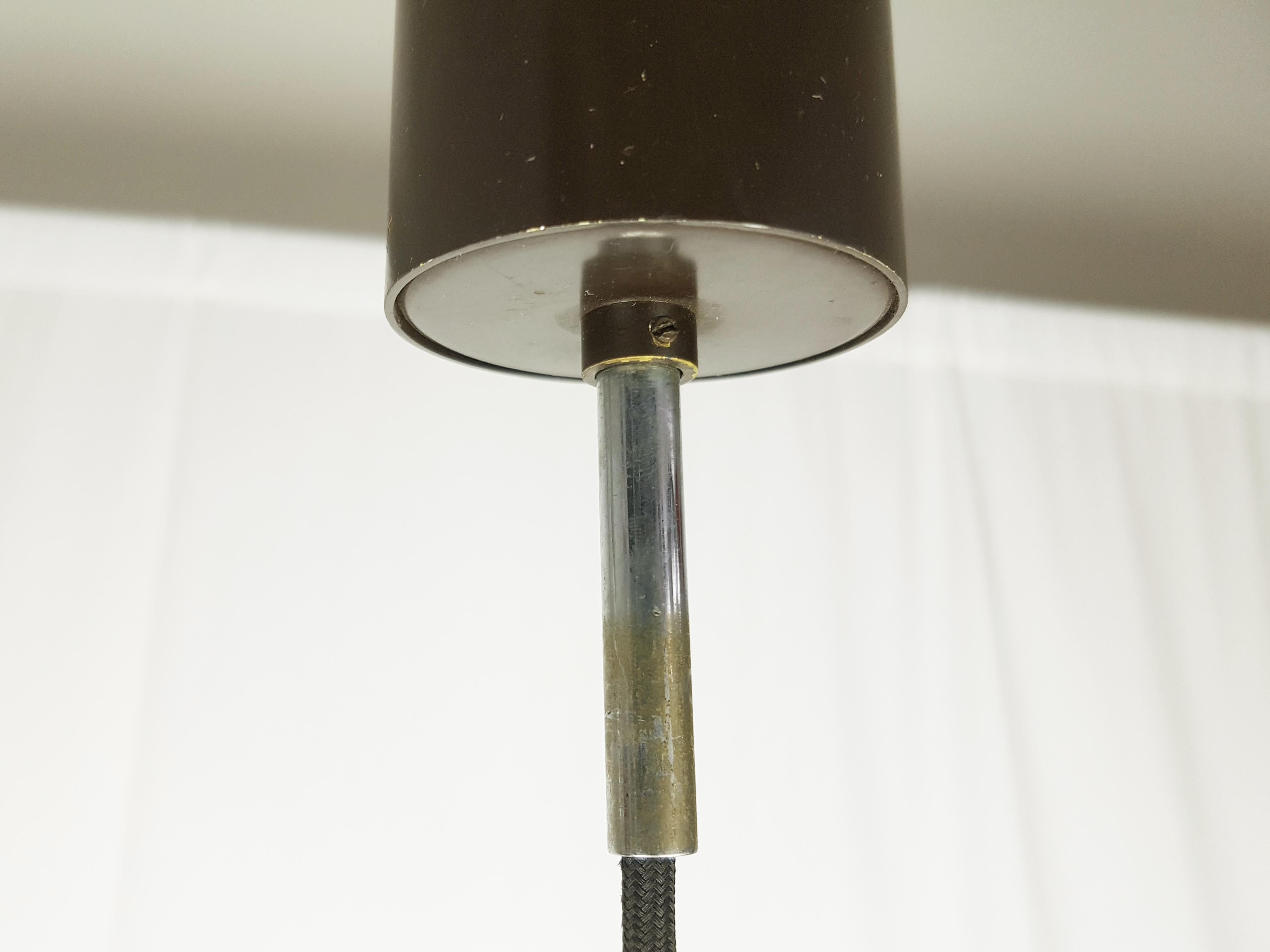 Mid-20th Century Italian Brown Metal, Copper & Glass Pendant Lamp from Stilnovo, 1960s For Sale