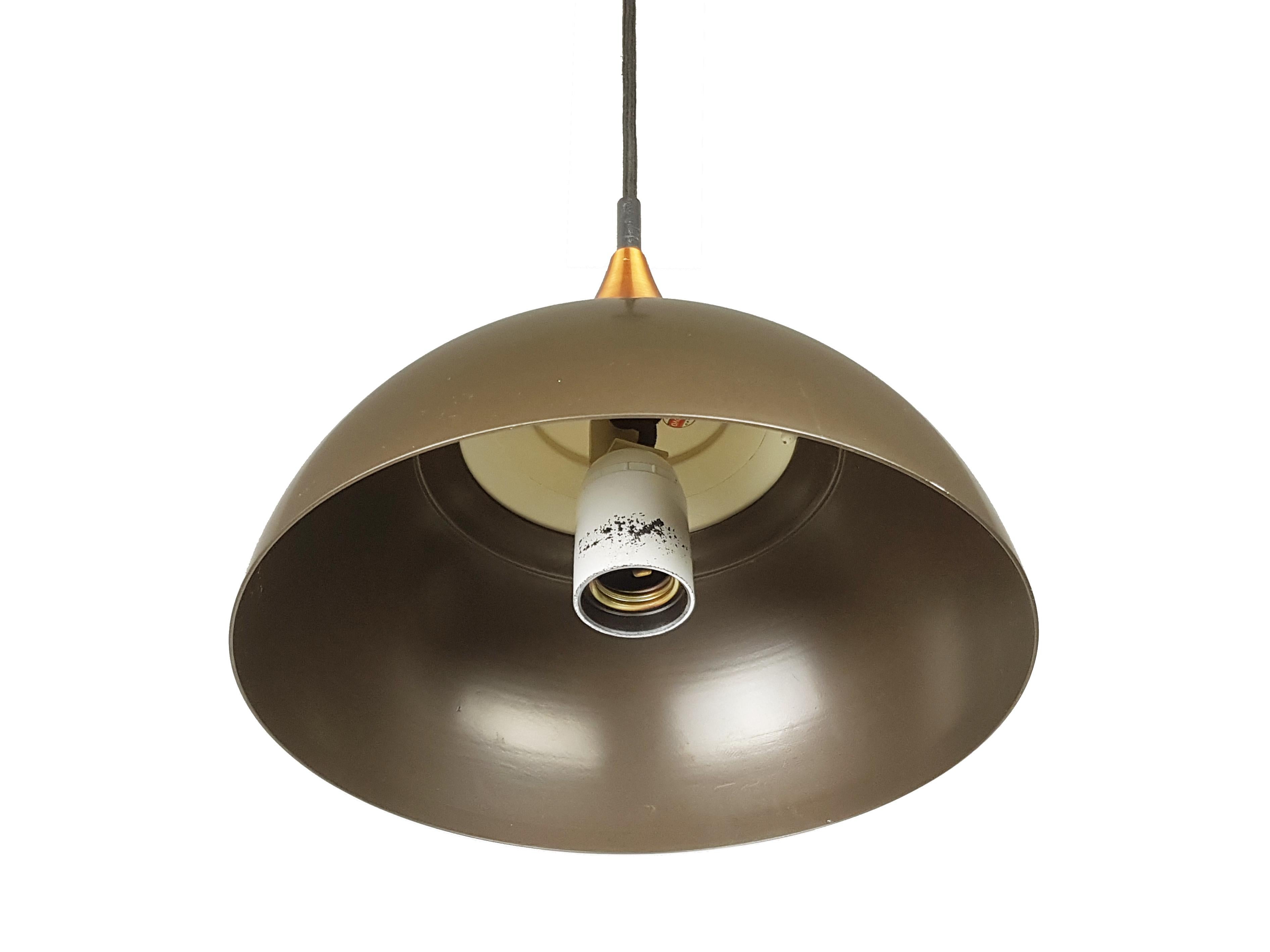 Italian Brown Metal, Copper & Glass Pendant Lamp from Stilnovo, 1960s For Sale 2