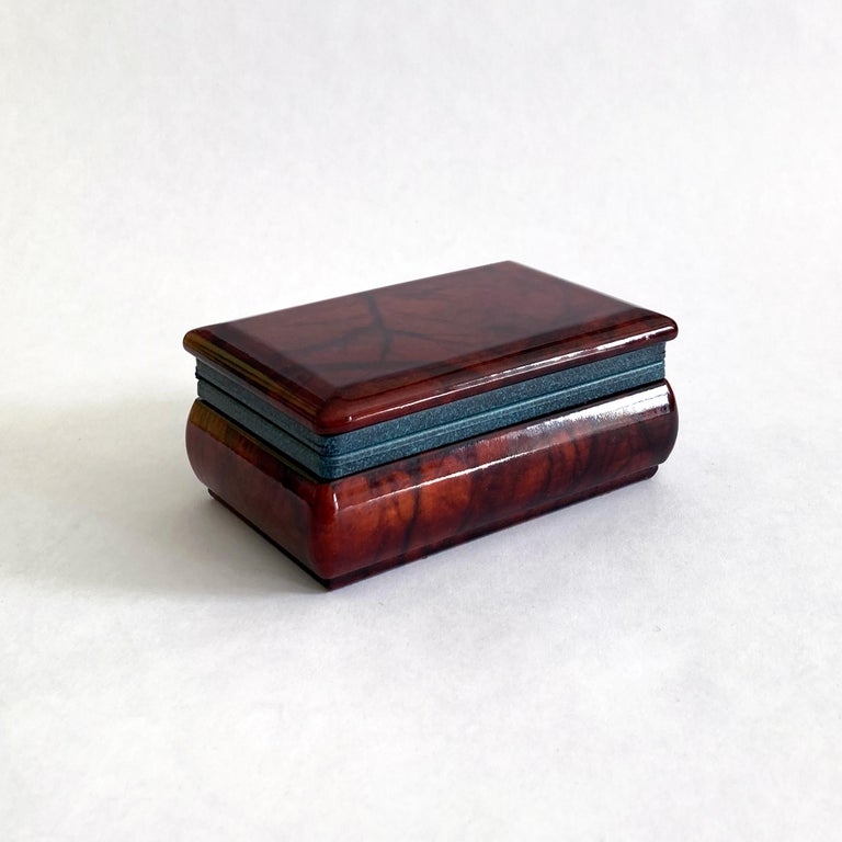 Italian Brown Red Alabaster Rectangular Hinged Box For Sale at 1stDibs