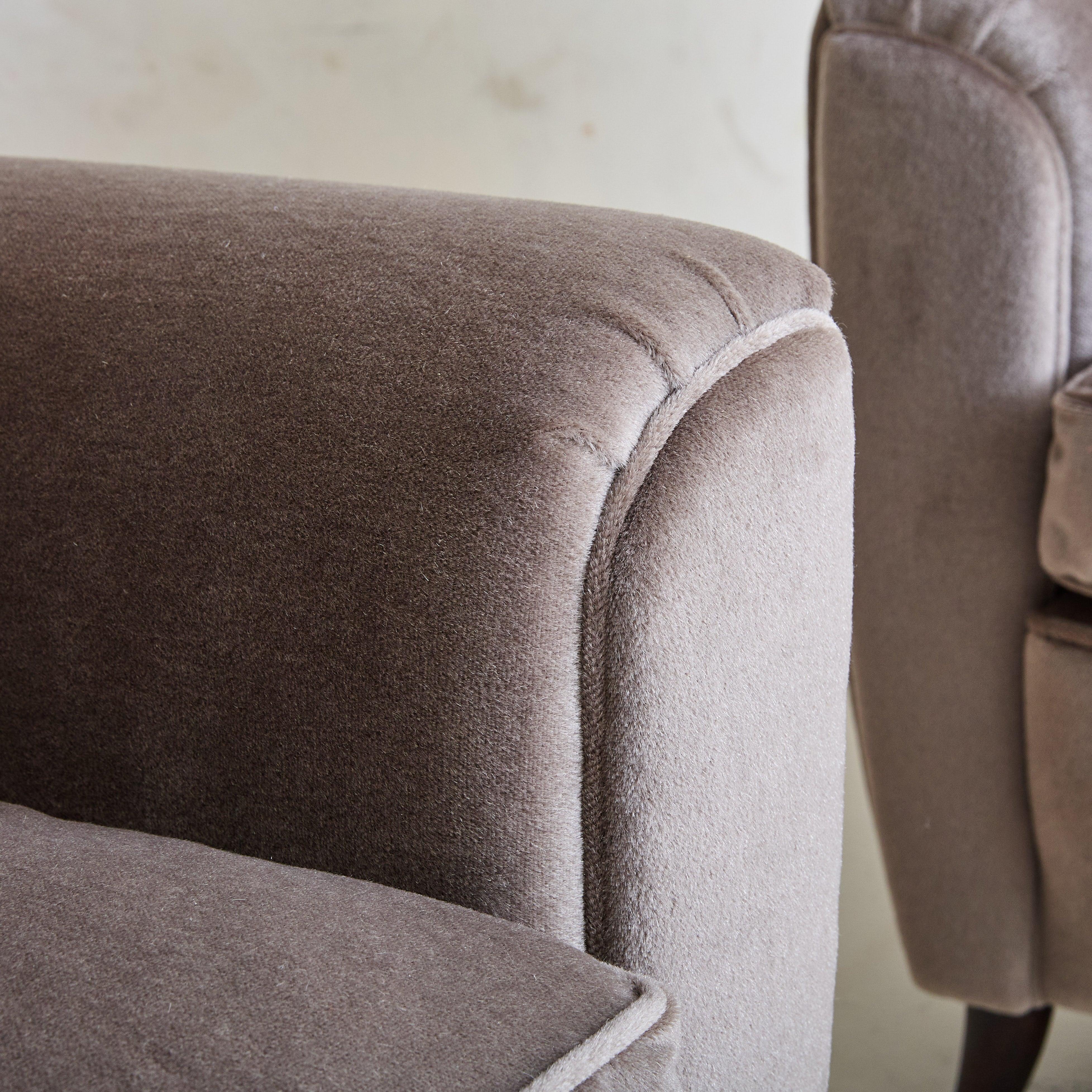Italian Brown Velvet Wingback Lounge Chair, 1950s - 2 Available For Sale 2