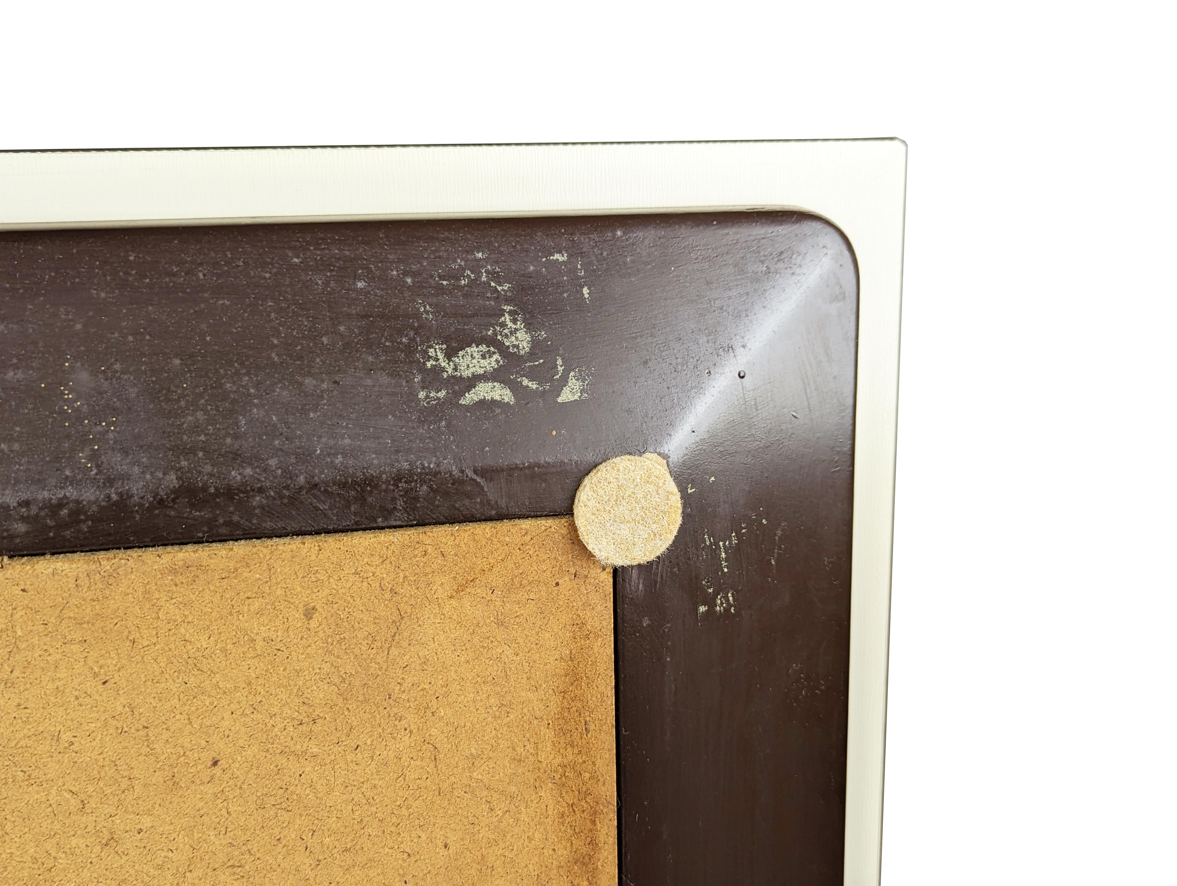 Miroir carré italien en bois brun et verre miroité , 1970 en vente 5