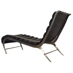 Chaise longue italienne en aluminium brossé, 1960