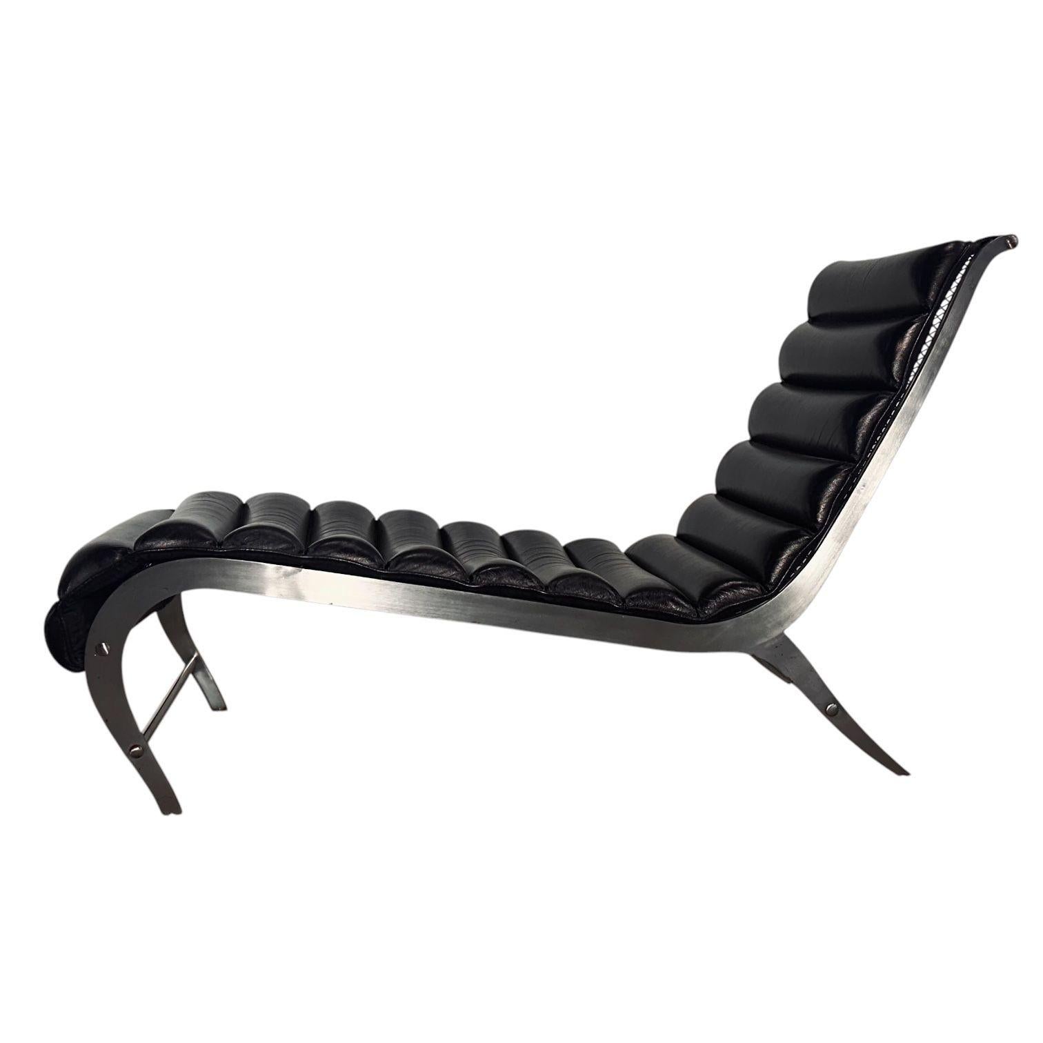 Américain Chaise longue italienne en aluminium brossé, 1960