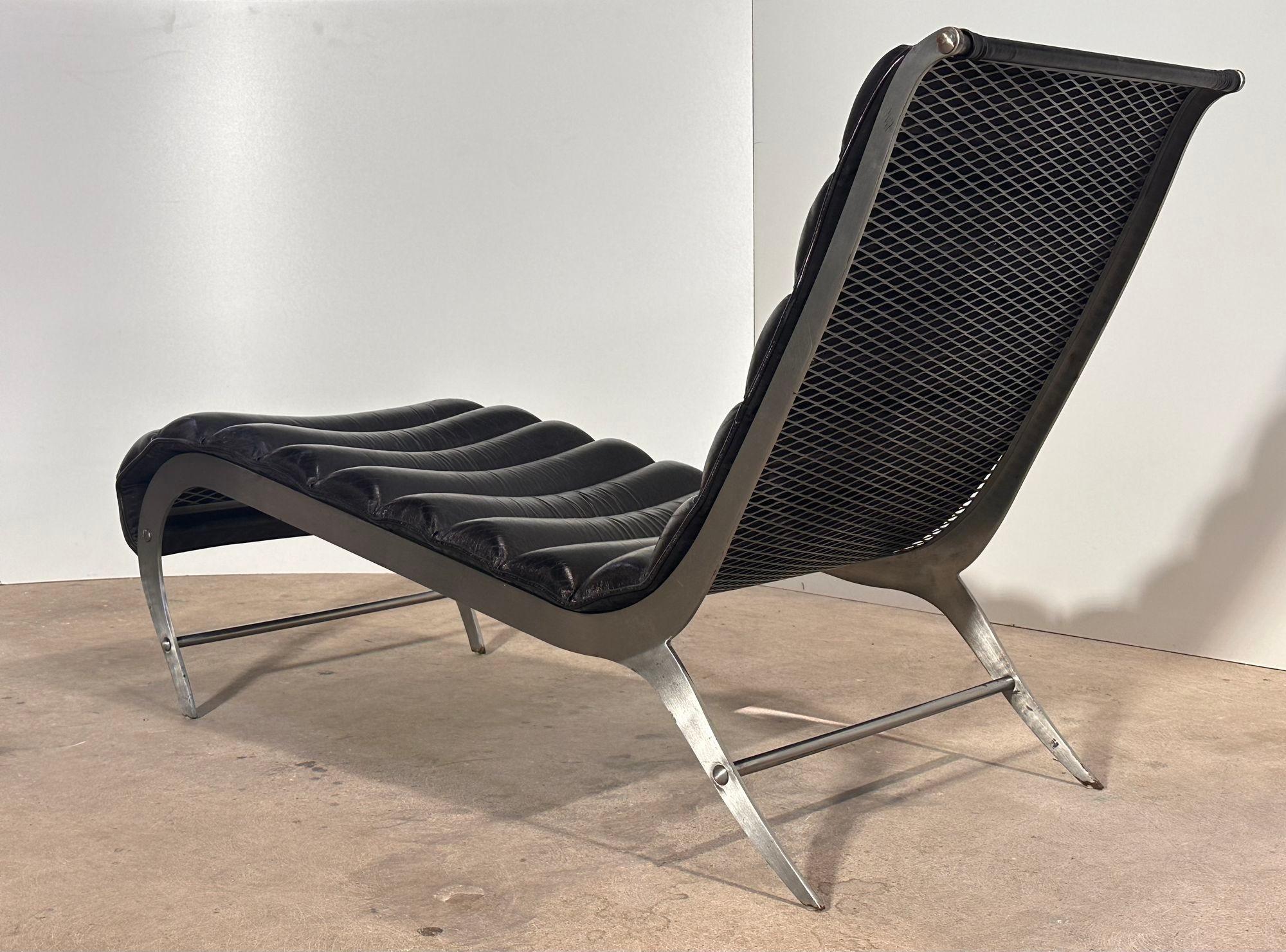 Aluminium Chaise longue italienne en aluminium brossé, 1960