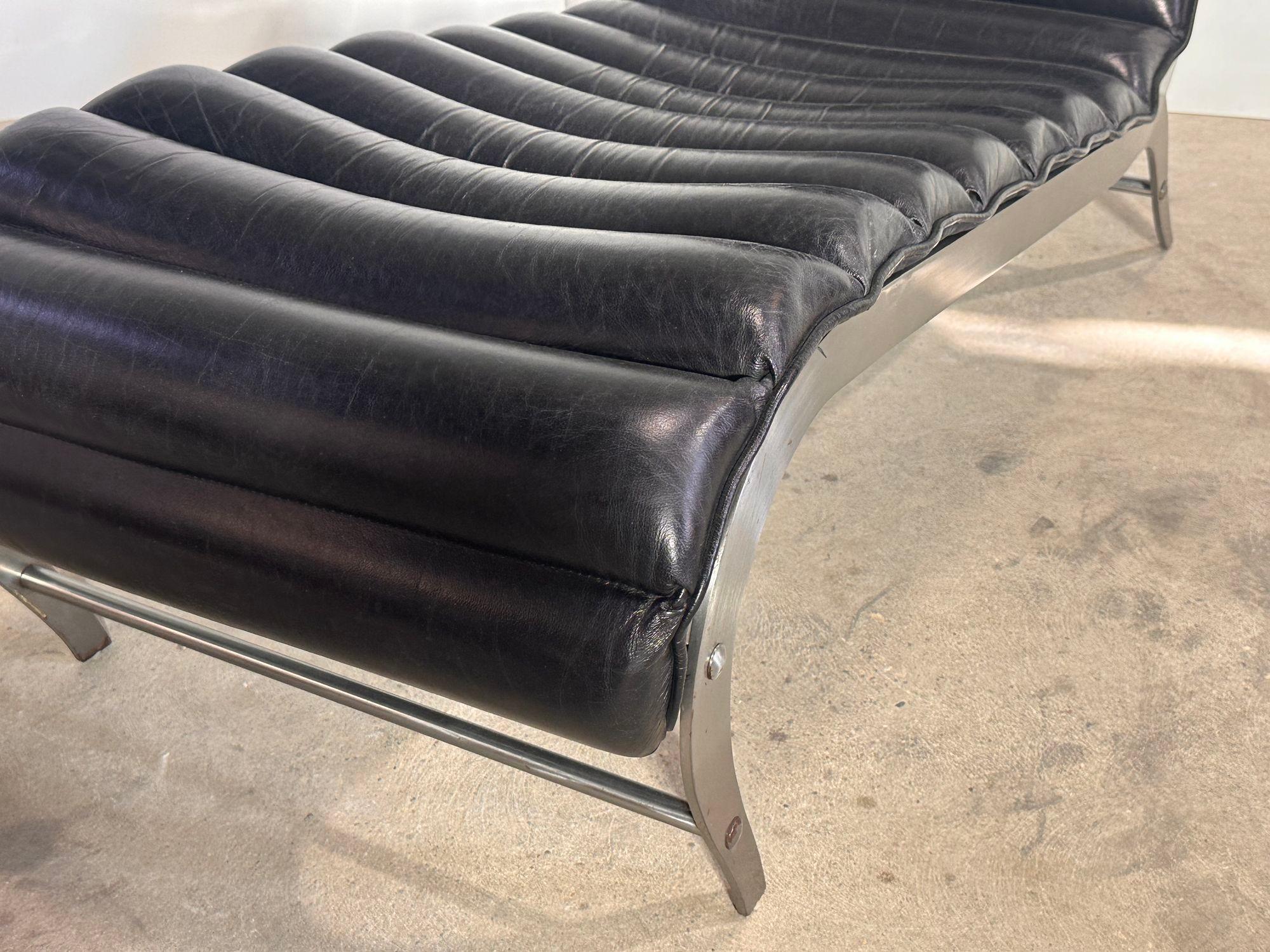 Chaise longue italienne en aluminium brossé, 1960 1