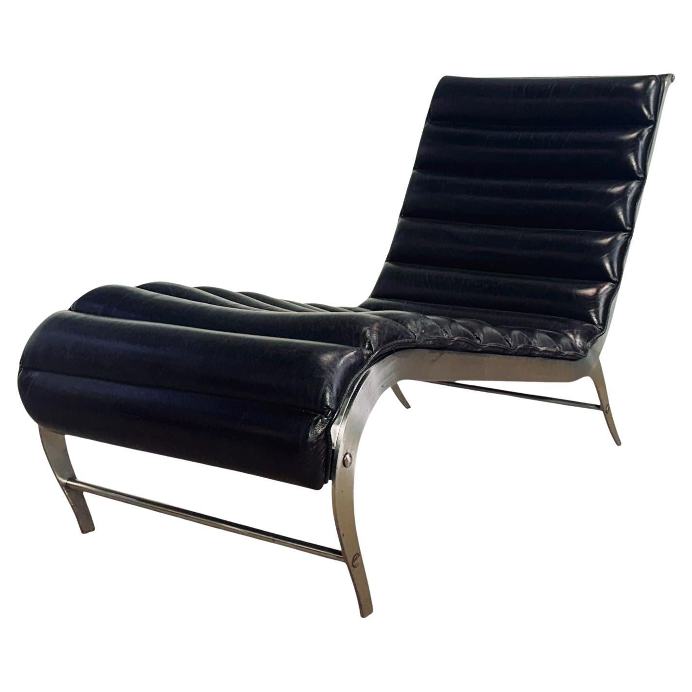 Chaise longue italienne en aluminium brossé, 1960