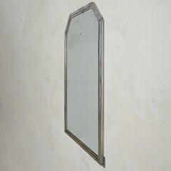 Miroir mural italien en métal brossé, années 1960